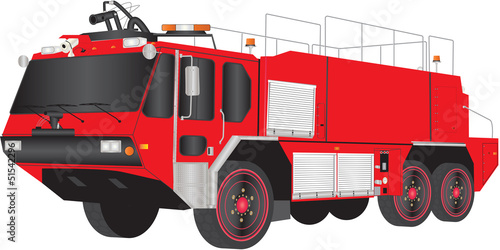 A Red Airport Fire Truck isolated on white
