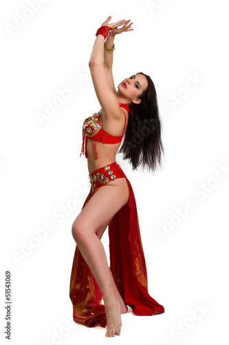 girl in a red suit oriental dance