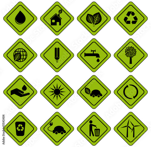 Set 1 icônes écologiques panneaux