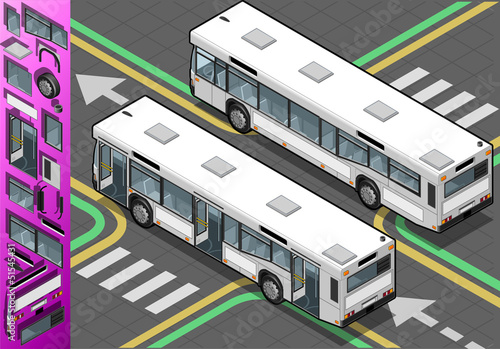 Isometric Bus with Opened Doors