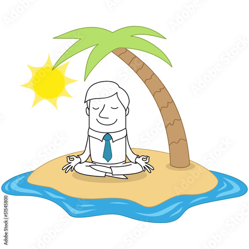 Geschäftsmann, Insel, Urlaub, Entspannung, Yoga