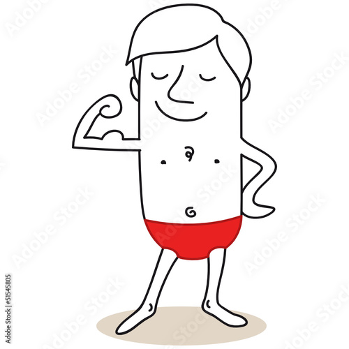 Figur, Badehose, Posing, Poser, Angeber, Bizeps, Muckis