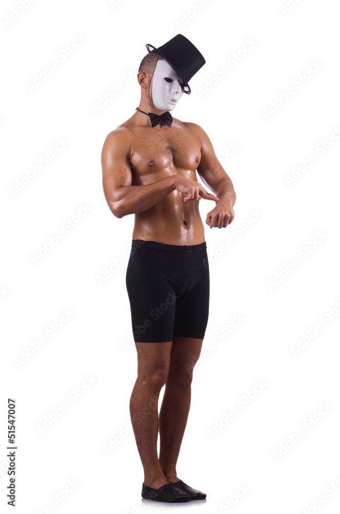 Fototapeta premium Naked muscular mime isolated on white