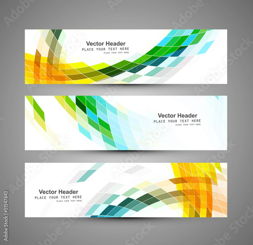 Abstract business three colorful mosaic header design vector