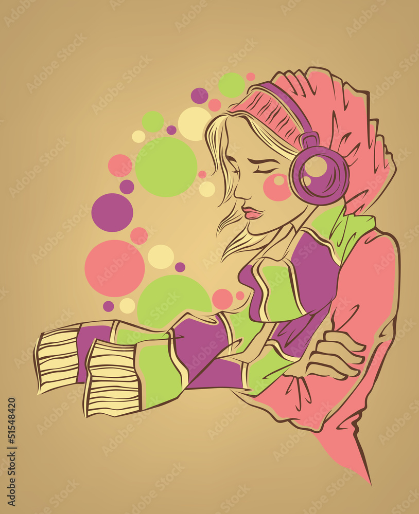 vector image of autumn girl and bright bubble vector image of autumn girl and bright bubble
