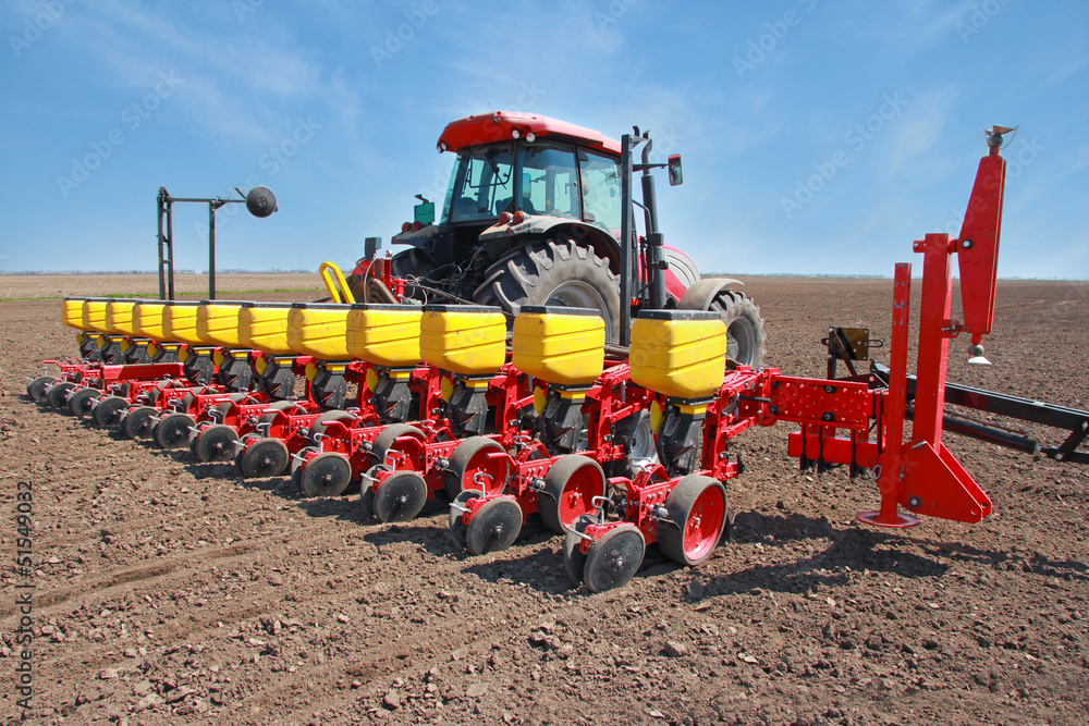 Naklejka premium Agricultural machinery, sowing