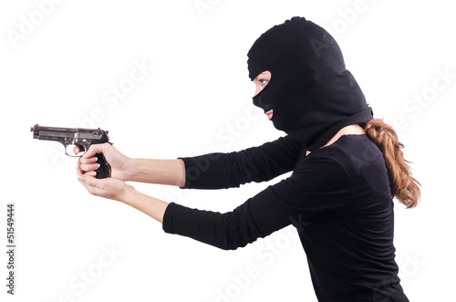Принти на полотні Criminal with gun isolated on white