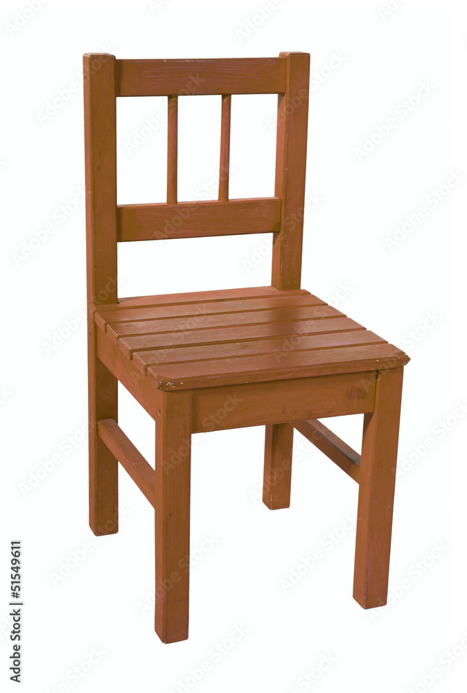 Brown children's chair, isolated on a white background