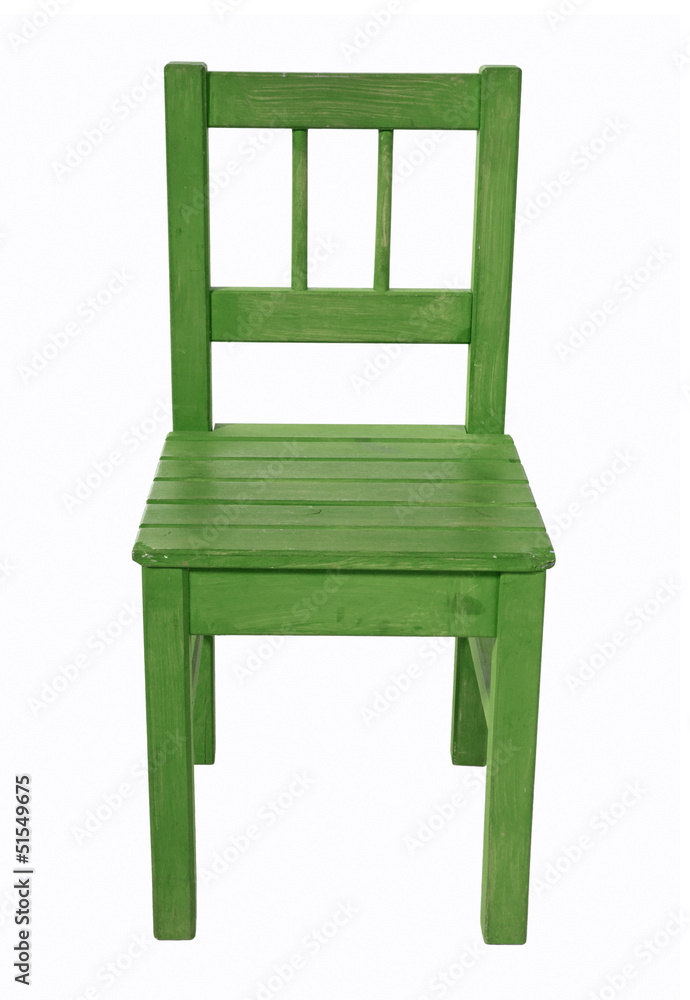 Green children's chair, isolated on a white background Green children's chair, isolated on a white background