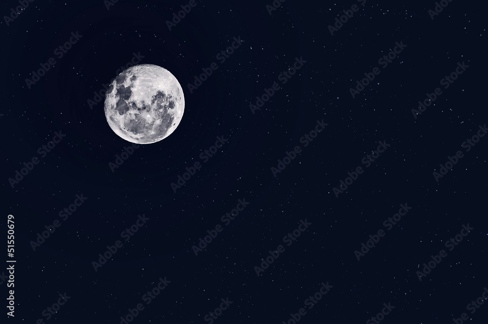 Obraz premium Night Starry Sky Background. Full Moon