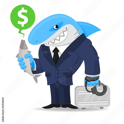 Shark business keeps suitcase and fish