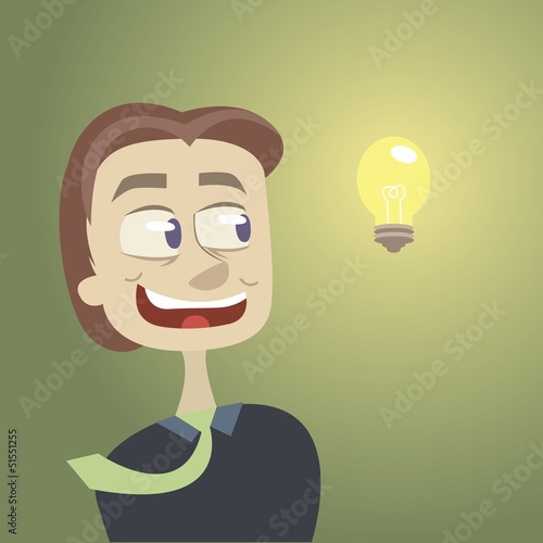 it is a brilliant idea. the businessman sits on a bulb