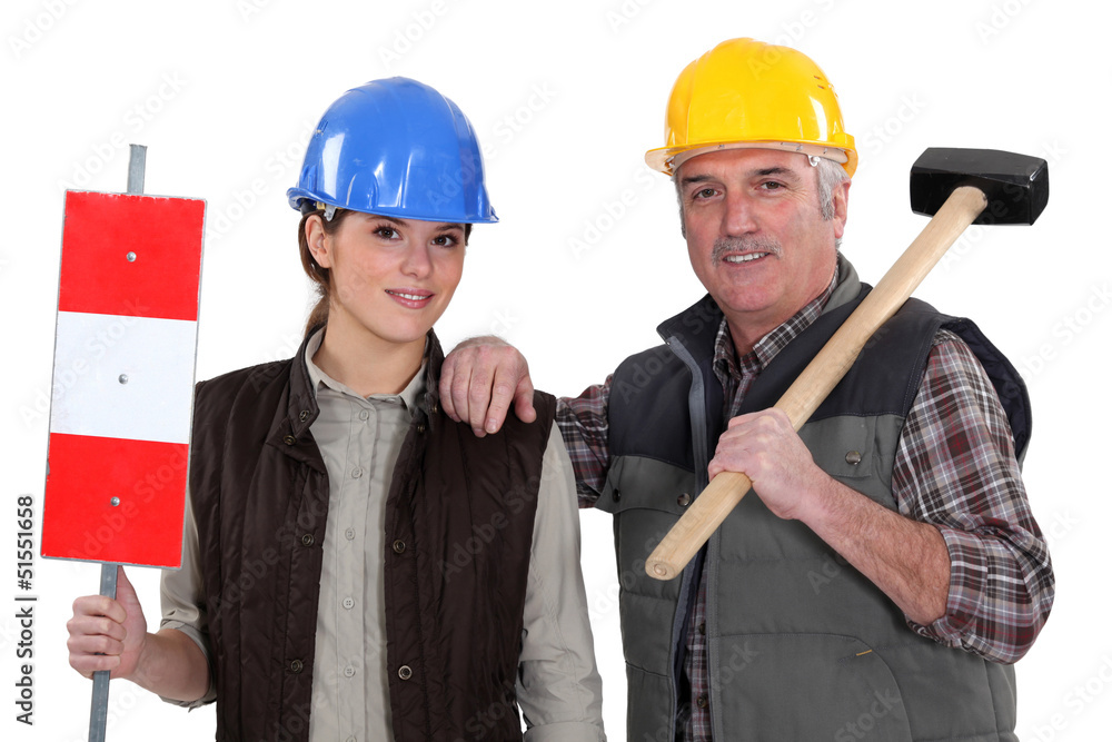 female carpenter and senior tutor female carpenter and senior tutor