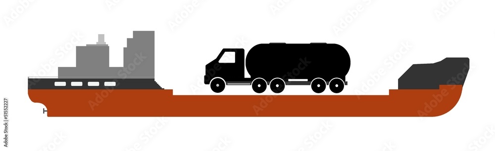 Camion-citerne dans un bateau cargo Camion-citerne dans un bateau cargo