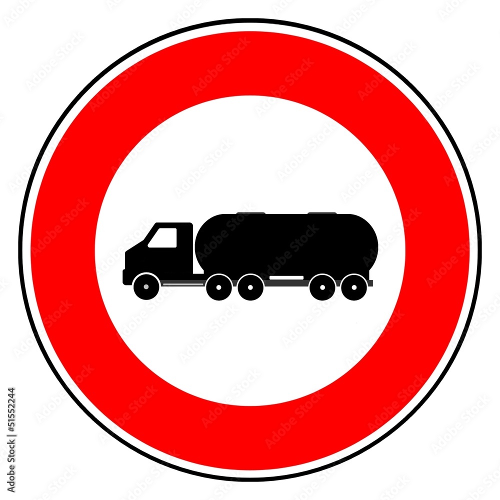 Camion-citerne dans un panneau de signalisation Camion-citerne dans un panneau de signalisation