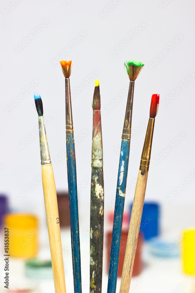 кисти с краской Stock Photo | Adobe Stock