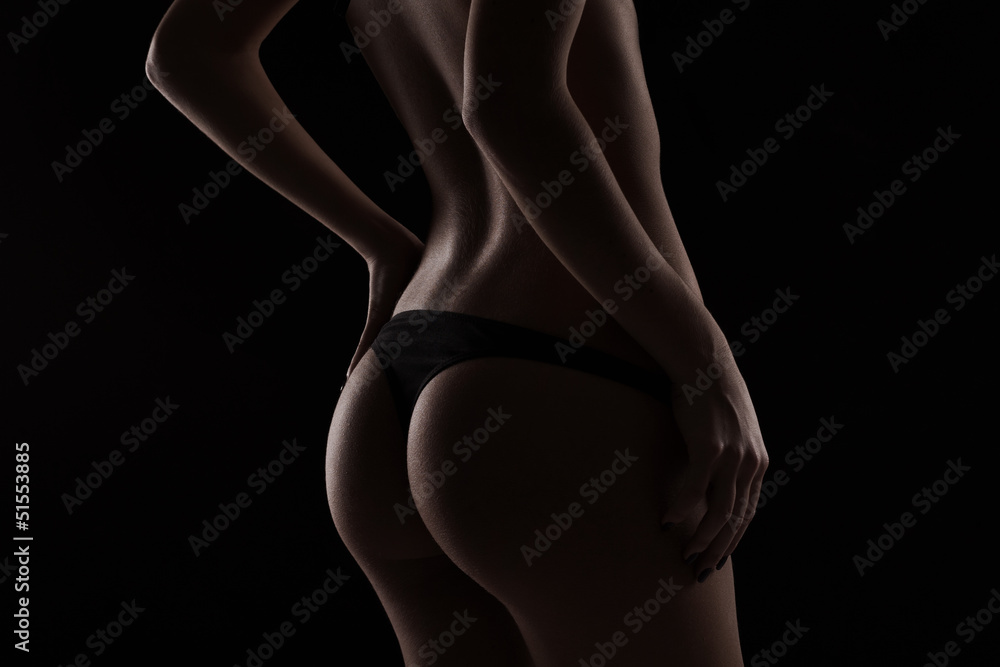 Fototapeta premium closeup shot of a sexy woman in black lingerie