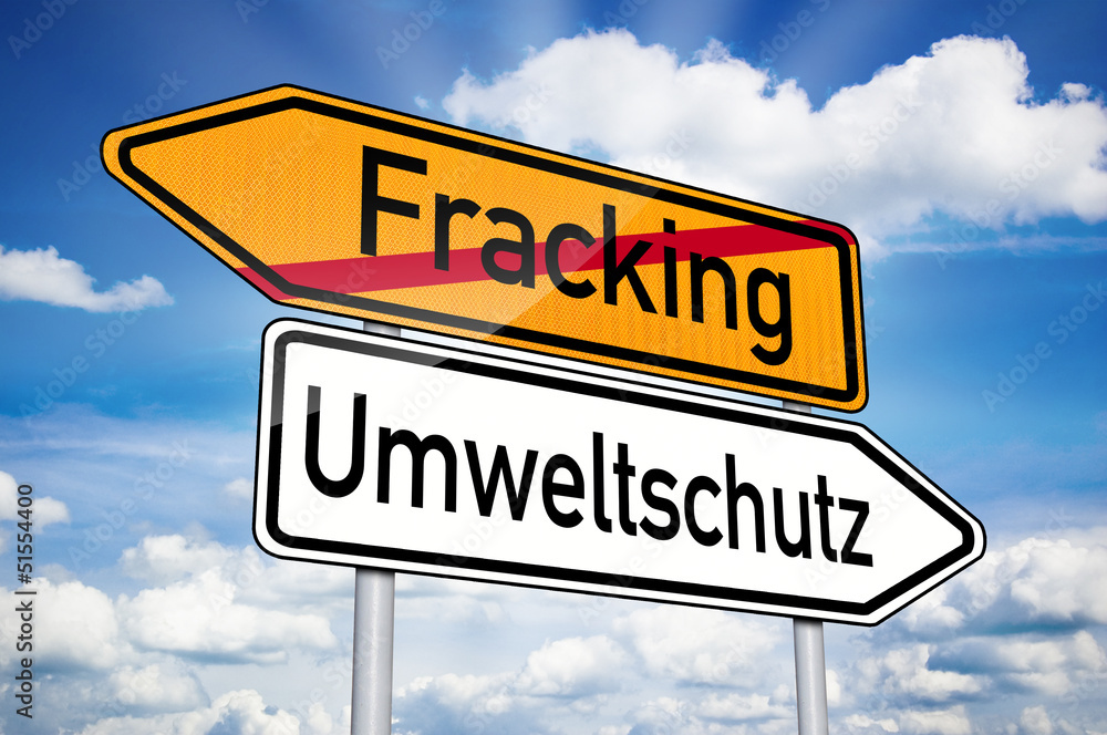 Wegweiser mit Fracking und Umweltschutz Wegweiser mit Fracking und Umweltschutz
