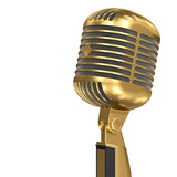 Golden retro microphone gold music award