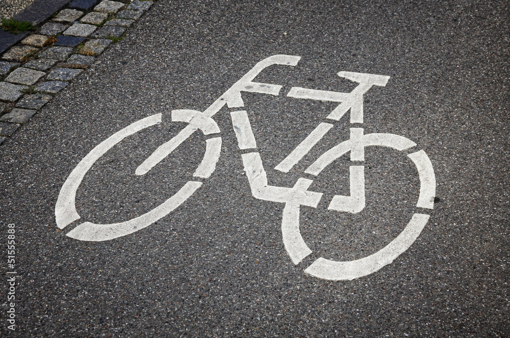 Bicycle sign on the road Bicycle sign on the road