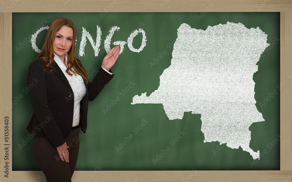 Teacher showing map of congo on blackboard Stock Photo | Adobe Stock