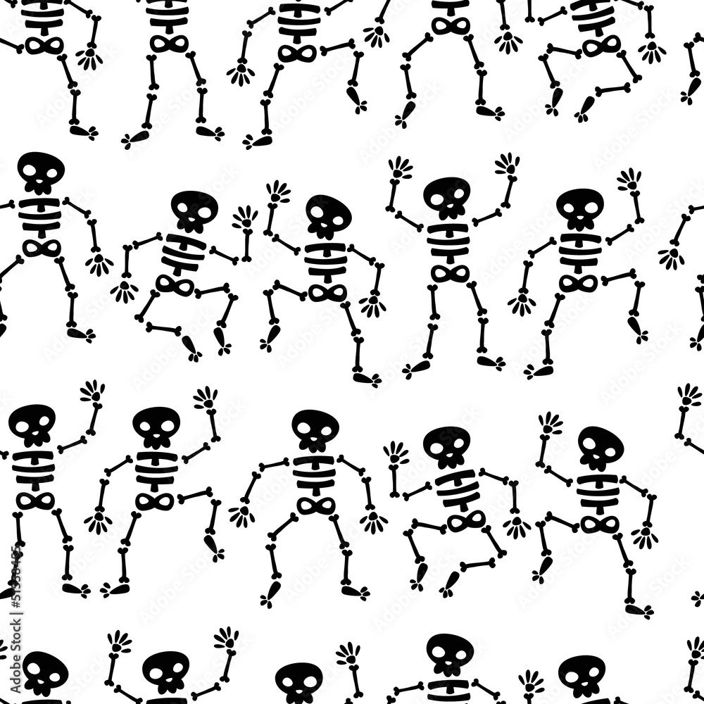 Seamless Dancing Skeleton Pattern Seamless Dancing Skeleton Pattern