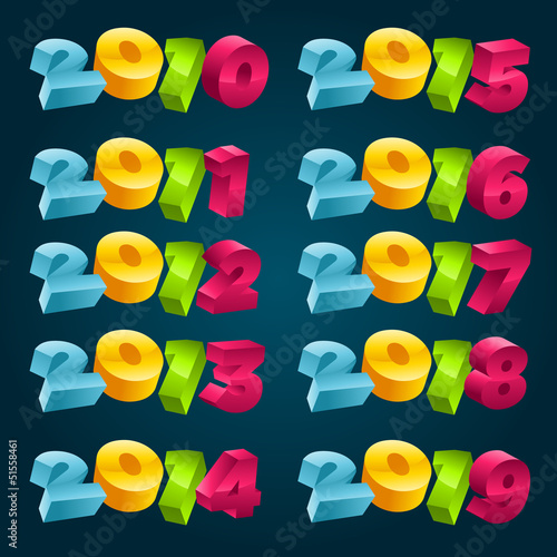 Colorful 3D New Years Banners