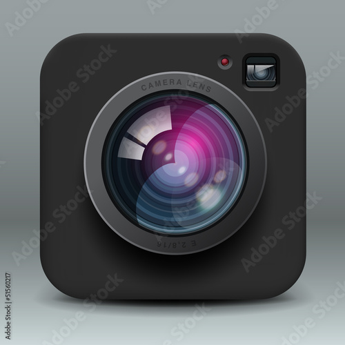 Black color photo camera icon