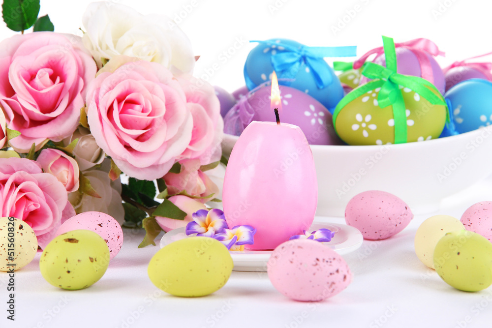Place setting for Easter close up Place setting for Easter close up