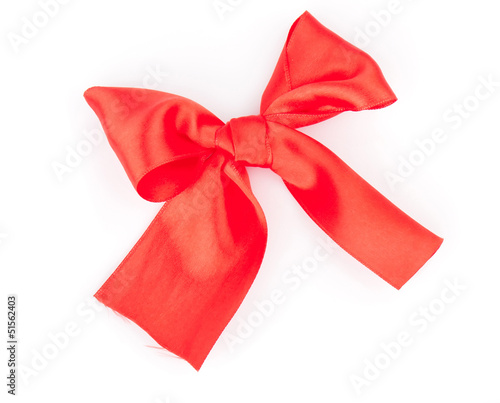 red ribbon bow isolated on white background, celebration photo