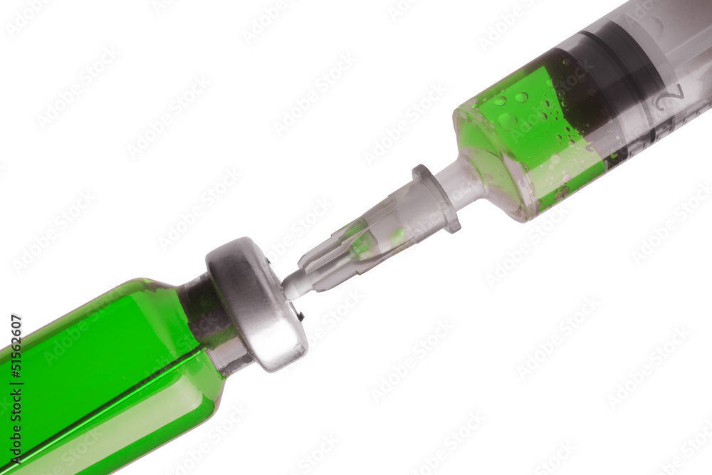 Medical ampule and syringe isolated on white background Medical ampule and syringe isolated on white background