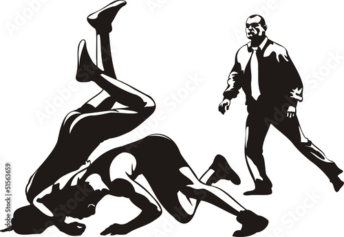 fight wrestling and referee