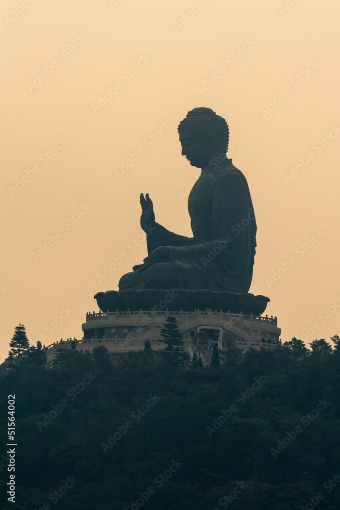Fototapeta premium Tian Tan Buddha silhouette