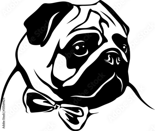 Mops mit Schleife