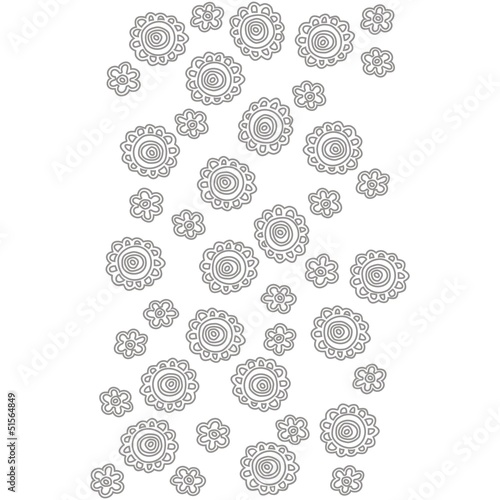 koronkowe kwiaty na białym tle monochromatyczny pionowy border