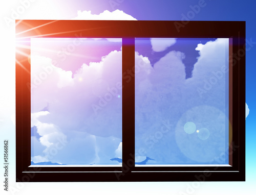 Window of opportunity overlooking blue sky and beautiful summer