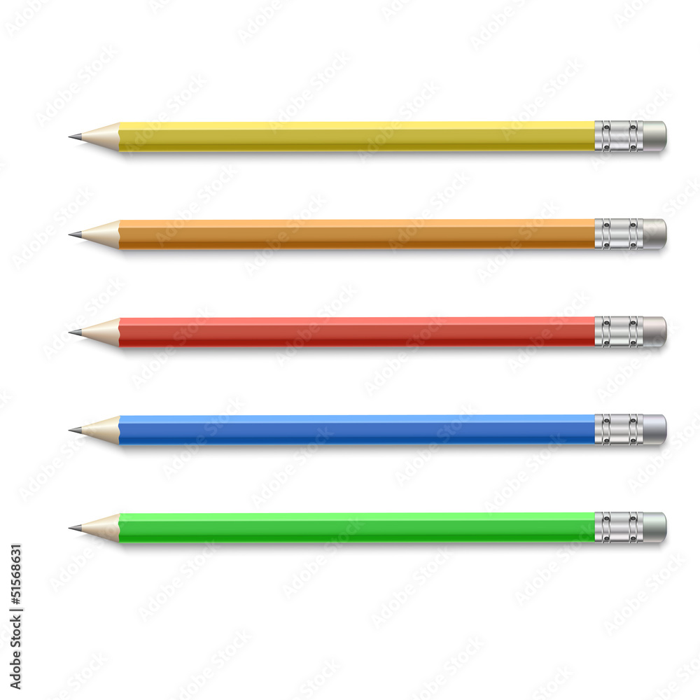 Colored pencils isolated on pure white background Colored pencils isolated on pure white background