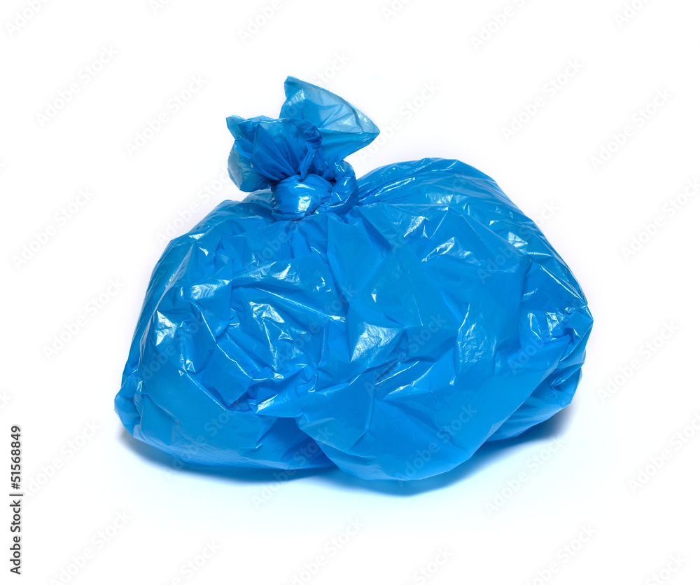 blue garbage bag isolated on a white background