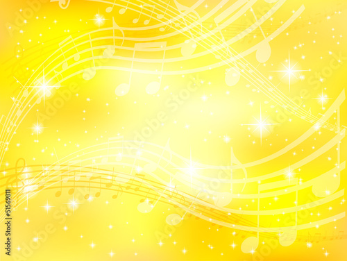 背景　音符　楽譜　金　黄色