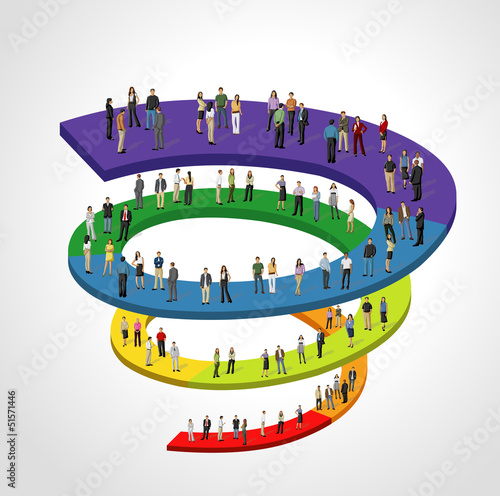 Template with business people on spiral work flow photo