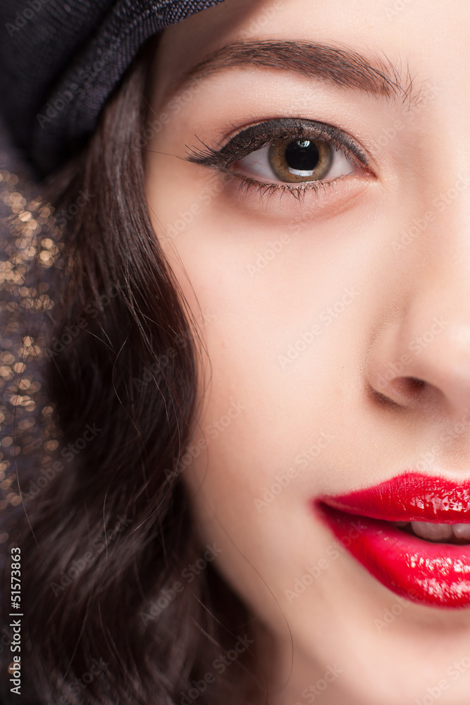 Half face portrait of beatiful woman Half face portrait of beatiful woman