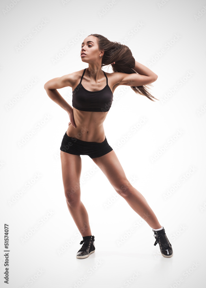Fitness woman exercising dance class aerobics