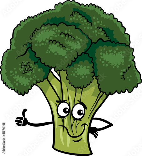 funny broccoli vegetable cartoon illustration