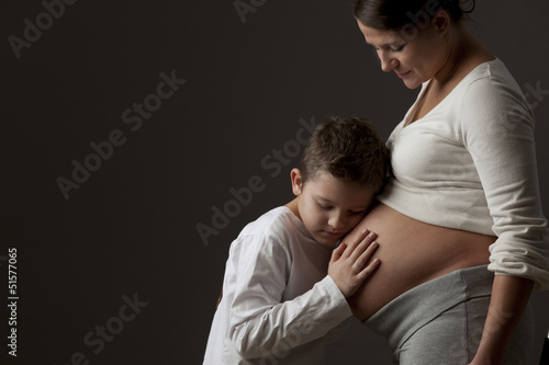 Pregnant mother with son