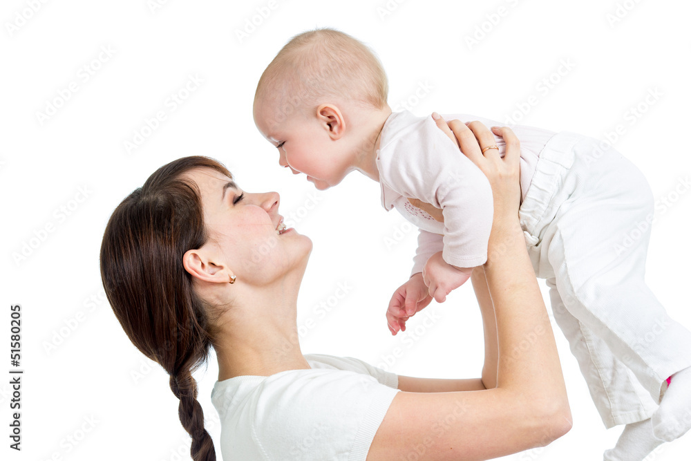 mother having fun with her daughter isolated mother having fun with her daughter isolated