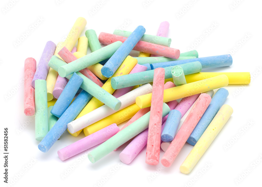 Set of colorful pieces of chalk isolated on white Set of colorful pieces of chalk isolated on white