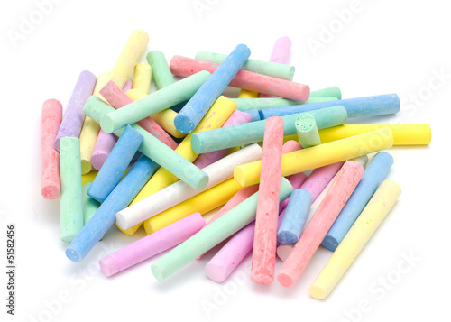 Set of colorful pieces of chalk isolated on white