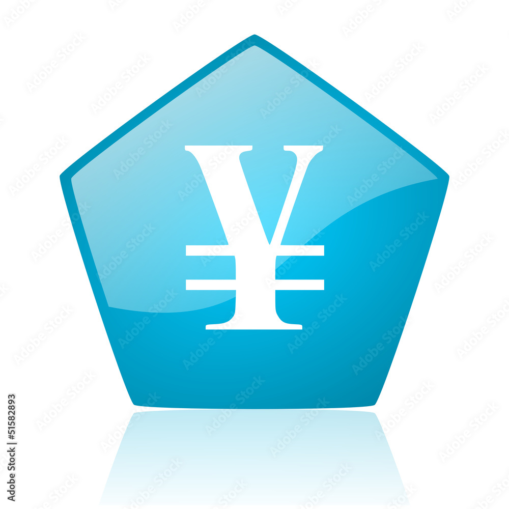 Fototapeta premium yen blue pentagon web glossy icon