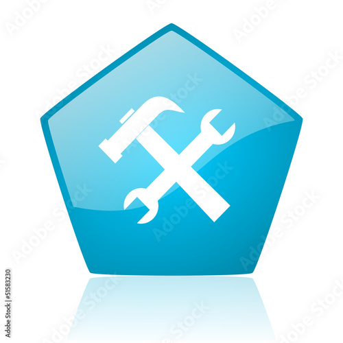 tools blue pentagon web glossy icon