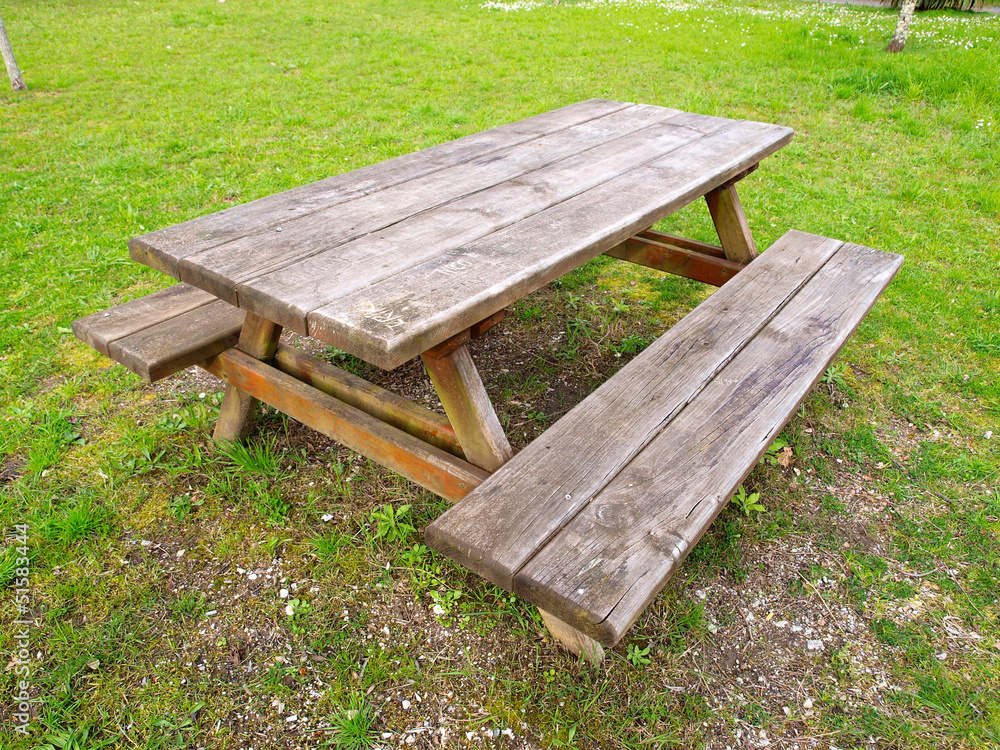 Table and benchs in a park outdoors Table and benchs in a park outdoors